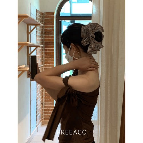 Pree·“氛围的神”~韩版条纹大肠发圈女时尚百搭
