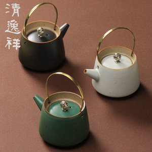 陶瓷茶壶仿古提梁壶功夫茶具小号家用普洱泡茶壶办公单壶日式粗陶