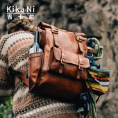 吉卡尼 旅行包 双肩包大容量户外包男式 美式 复古手工牛皮背包男士