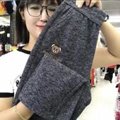 卫裤 宽松显瘦松紧直筒小熊刺绣运动裤 女2026新春季 高腰休闲哈伦裤