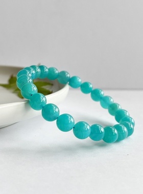 天河石手串 天然蓝色水晶手链莫桑比克天河单圈夏日清凉款