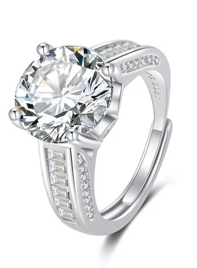 5克拉仿莫桑石戒指一路生花奢华满钻鸽子蛋活口