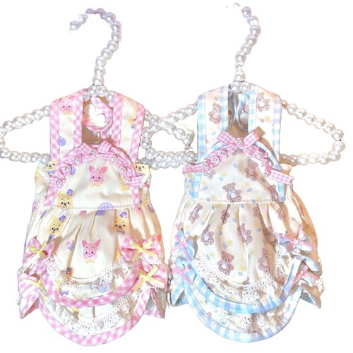 泰迪蓝色小熊裙公主裙夏季薄款可爱衣服宠物吉娃娃小型犬比熊博美