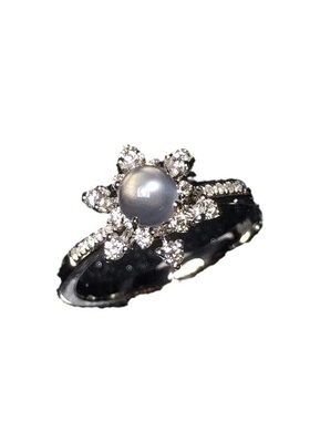 烟雨新款高贵百搭款冰种玉髓蛋面翡翠镶钻雪花款戒指女式