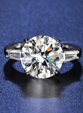 5克拉仿莫桑石戒指经典四爪女双排子鸽子蛋婚戒