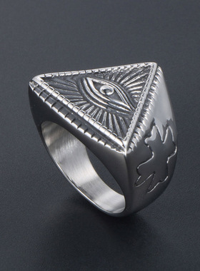 欧美手饰 个性朋克恶魔之眼图腾钛钢戒指 复古男士指环 sa841