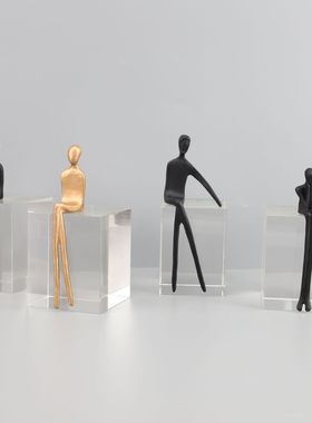 欧式铸铁人水晶样板房售楼部卧室书房客厅餐厅电视柜床头玄关摆件