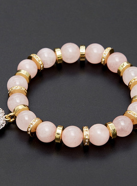 粉水晶手链镶钻爱心海星椰子树帆船星星玛瑙手镯手串女潮