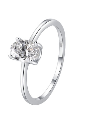 s925银戒指韩版简约四爪镶钻锆石50分求婚闭口指环女