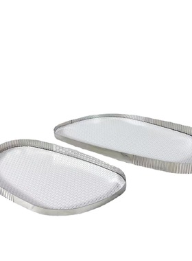 现代银色镜面不规则金属皮革托盘客厅餐桌收纳摆盘样板房饰品摆件