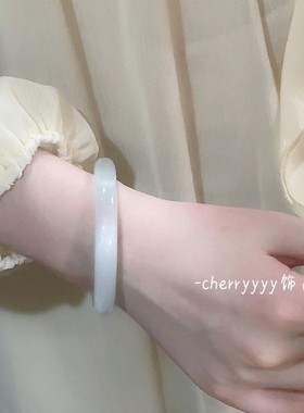 A级冰冰蓝白月光猫眼手镯女清透水光感仙女细条偏光镯子闺蜜礼物