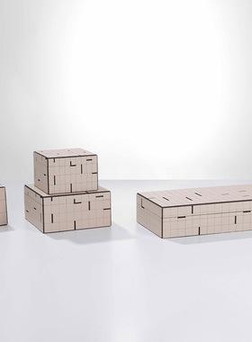 简约现代米黄色编织牛皮首饰收纳盒创意几何方形首饰盒卧室摆件