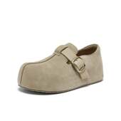 休闲女单鞋 真皮厚底全包勃肯鞋 E7333AM6 新款 百思图2026春季