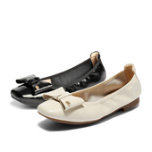 森达奶奶鞋 XQQ01CQ5 舒适牛皮平底浅口单鞋 女款 2025秋新商场同款