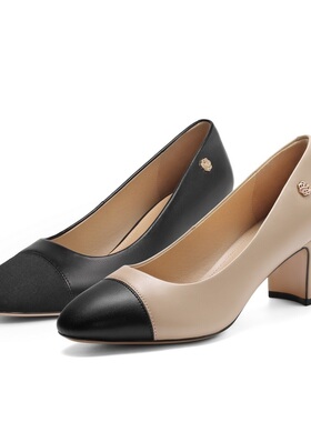 百丽通勤气质高跟鞋2024春季新款女鞋子小香风高跟单鞋B2E1DAQ4