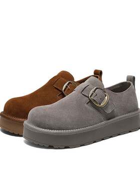 百丽雪顶咖啡厚底勃肯棉鞋女冬季新款加绒毛毛雪地靴B2966AM6