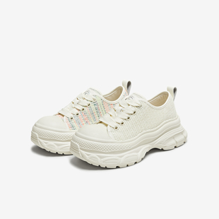 TATA他她厚底休闲板鞋女透气彩虹百搭小白鞋2025春季新款CN901AM5