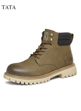 正品专柜TATA/他她2024冬商场同款时尚休闲马丁靴男新款28953DD4