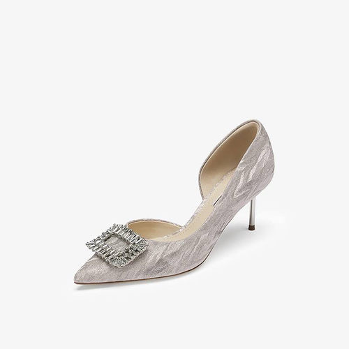 73hours女鞋慢镜头春新款尖头闪钻婚鞋细高跟浅口女单鞋AAB98AQ3