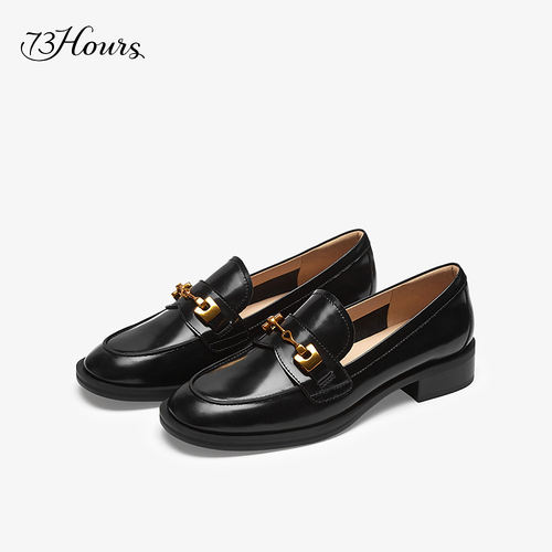 73hours女鞋任意门2024秋新款休闲复古马衔扣乐福女单鞋AAB76AM3