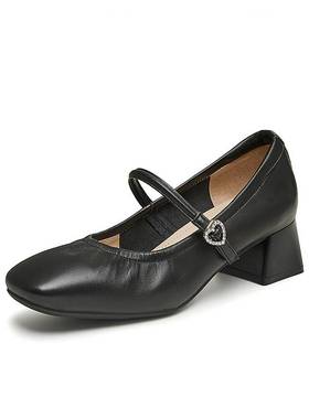 Tata他她粗跟玛丽珍鞋女气质小皮鞋通勤单鞋女2024秋新款WR301CQ4