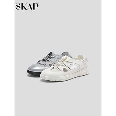 SKAP圣伽步女鞋26夏新后空凉鞋舒适透气网布女款休闲凉鞋AER42BH6