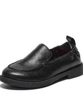 专柜拔佳2026春款女鞋英伦羊皮通勤软底一脚蹬乐福鞋AYA36AA6