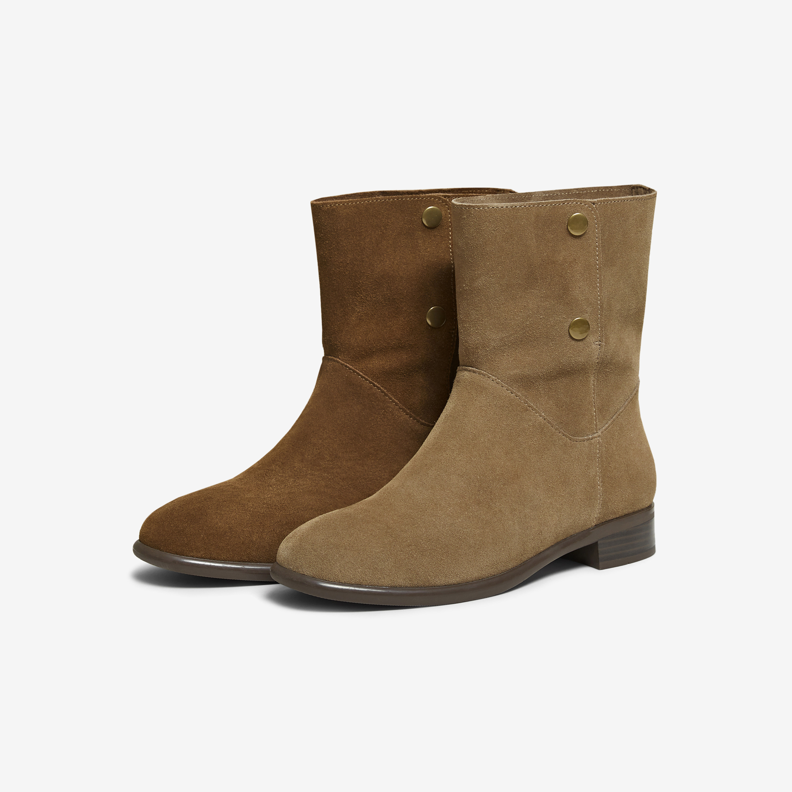 TATA他她靴子2025冬季新款女鞋休闲西部靴时装靴棕色短靴YYN02DZ5