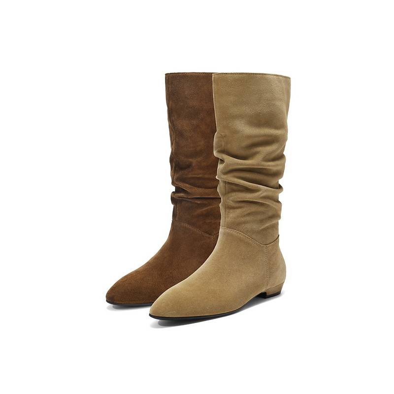 专柜正品百丽女靴子复古美拉德西部靴新款高筒堆堆长筒靴E5Z1DDG5