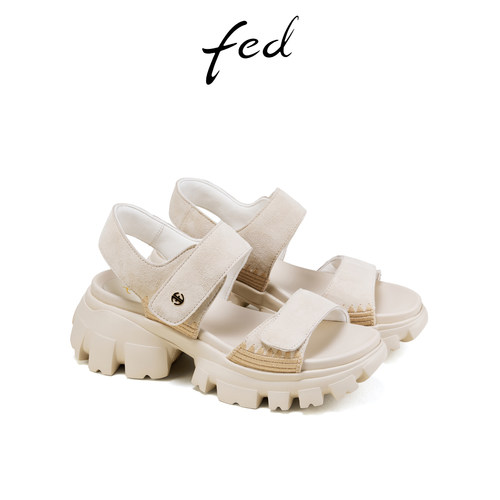 fed简约休闲凉鞋夏季新款女鞋厚底增高老爹凉鞋女款FFG619