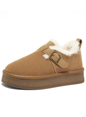 专柜正品森达毛毛鞋女款2024冬季新款毛绒厚底休闲鞋WPZ94DM4