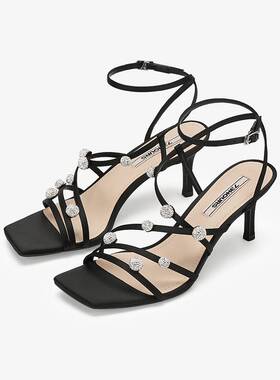 73hours女鞋流星轨迹2025夏款法式细跟凉鞋水钻高跟凉鞋AAH42BL5