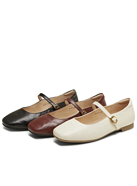 天美意25春复古平底红色玛丽珍皮鞋女芭蕾浅口单鞋BL101AQ5