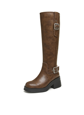 专柜正品Bata骑士靴女2024冬季新款英伦风百搭长筒及膝53851DG4