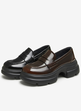 Tata他她英伦厚底乐福鞋女鞋浅口单鞋小皮鞋2024秋季新款7OL23CA4