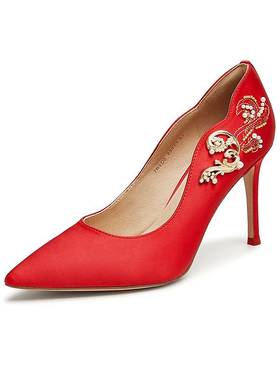 十里红妆Tata他她中式秀禾婚鞋女红色高跟鞋2024秋季新款7RYD6CQ4
