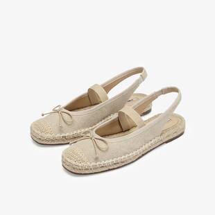 度假随拍2025春季 凉鞋 新款 女软麻底时装 芭蕾风渔夫鞋 73hours女鞋