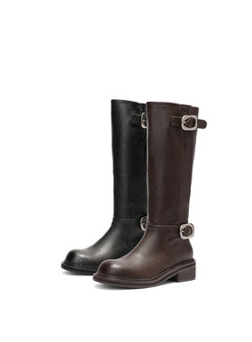 明星同款森达银河骑士骑士靴女25年冬复古厚底显瘦长筒靴ZTI46DG5