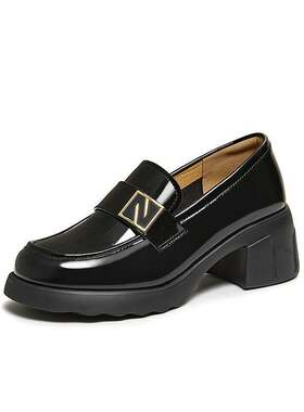 百思图2026春季商场新款通勤英伦风厚底乐福鞋女小皮鞋O9608AA6