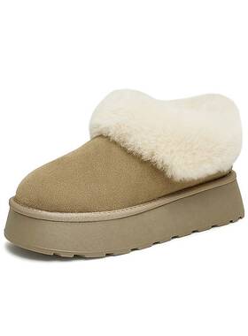 TATA他她蓬蓬靴厚底毛毛鞋女鞋加绒保暖冬季棉鞋2024新款WDX22DM4