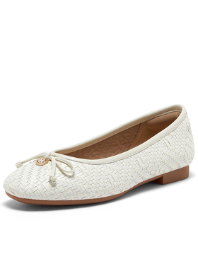 Bata浅口单鞋女2025春季商场新款优雅编织通勤软底单鞋AMV47AQ5