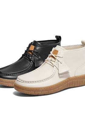 百丽Belle高帮休闲短靴女24冬真皮牛津鞋袋鼠鞋子B8U1DDM4