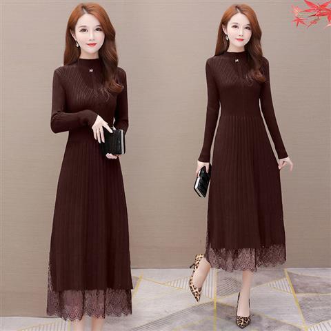 over-the-knee mid-length bottoming knitted with and velvet