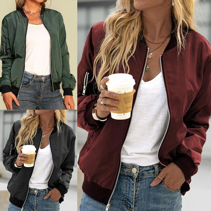 Women Jacket Outer Zipper Fashion Color Solid Women Jacket