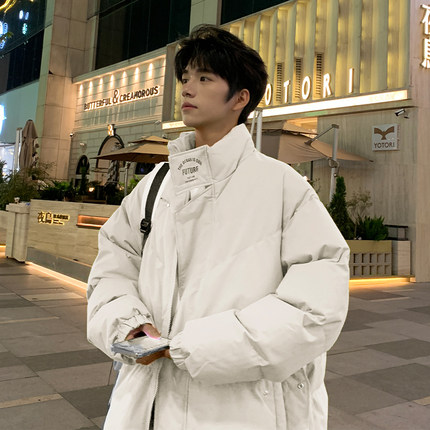美式潮牌高街羽绒棉服男款冬季立领外套oversize加厚保暖棉衣袄子