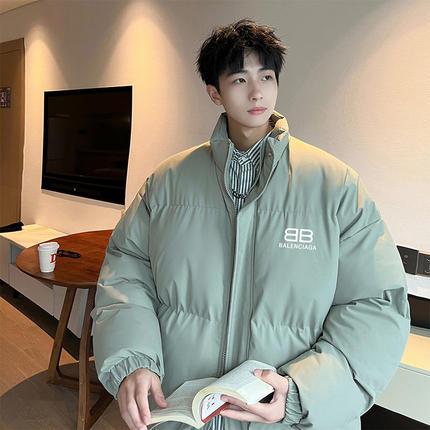 轻薄羽绒棉服男2024新款冬季加厚保暖面包服外套青少年立领棉袄子