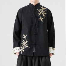 新中式男装唐装男款高端年轻套装中国风男士汉服外套大码盘扣上衣