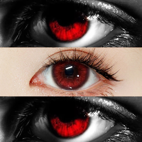 红色COS美瞳日抛吸血鬼恐怖2片小直径大隐形眼镜带度数学生次抛