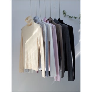 人气特价款~堆堆领修身薄款显瘦小众高级纯色百搭羊毛针织打底衫