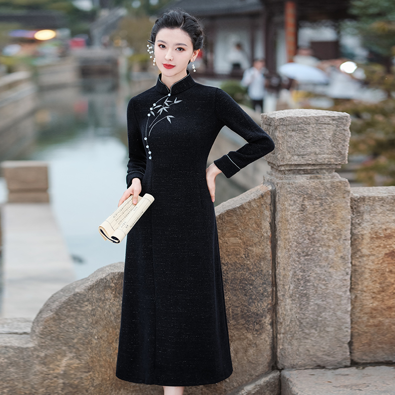 复古国风老上海茶艺服奥黛旗袍